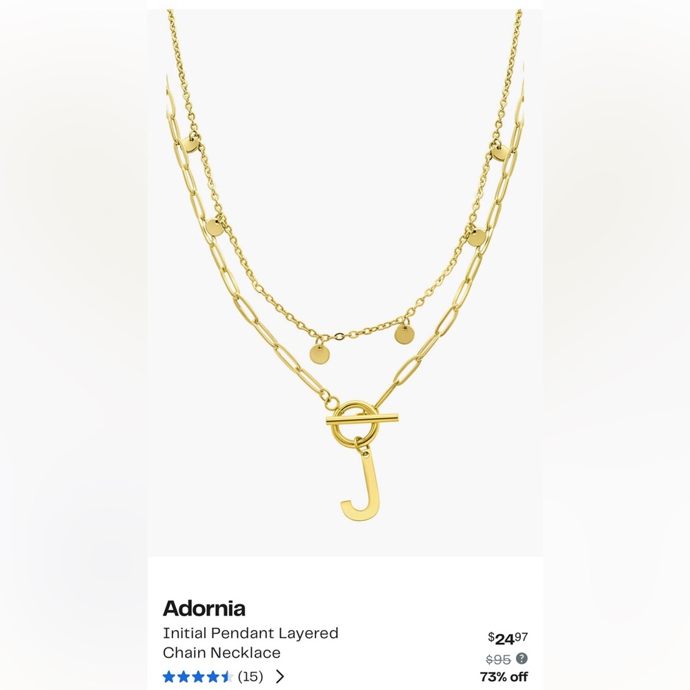 Gold Tone Double Strand “J” Necklace from The Rack